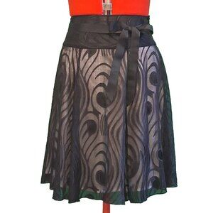 Papaya Black And White Chiffon Skirt Size UK 8